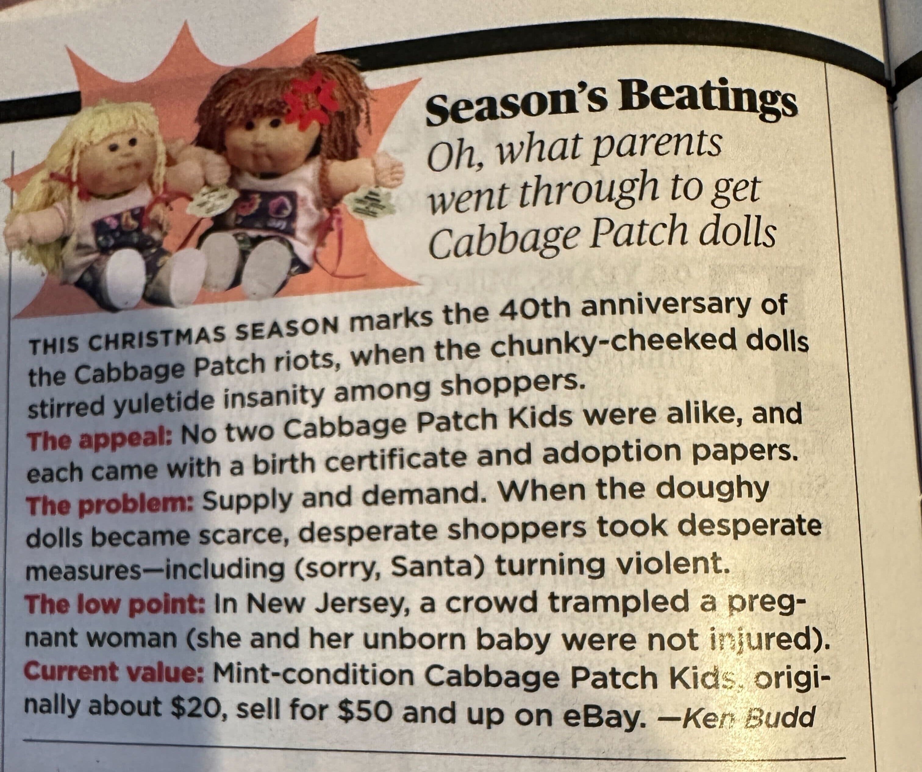 News Article of Cabbage Patch Riots